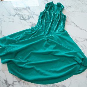 Vintage 90's Crushed Velvet Green Sleeveless Ballet Dance Leotard Adult Medium